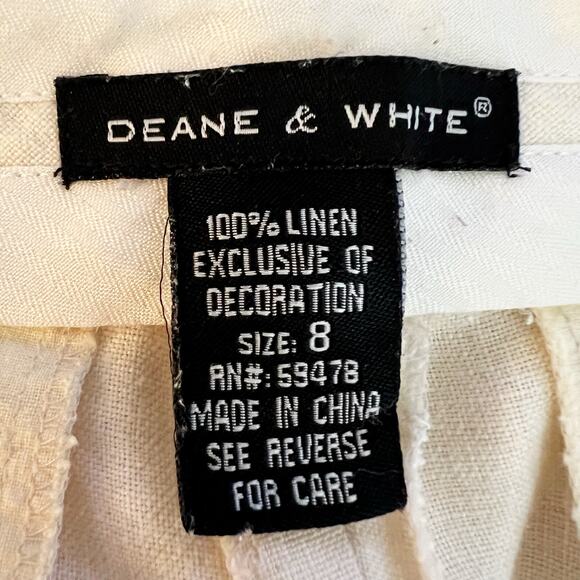 Vintage Y2K Deane & White Linen Wide-Leg Embroidered Pants 8 Cottagecore - Picture 7 of 7